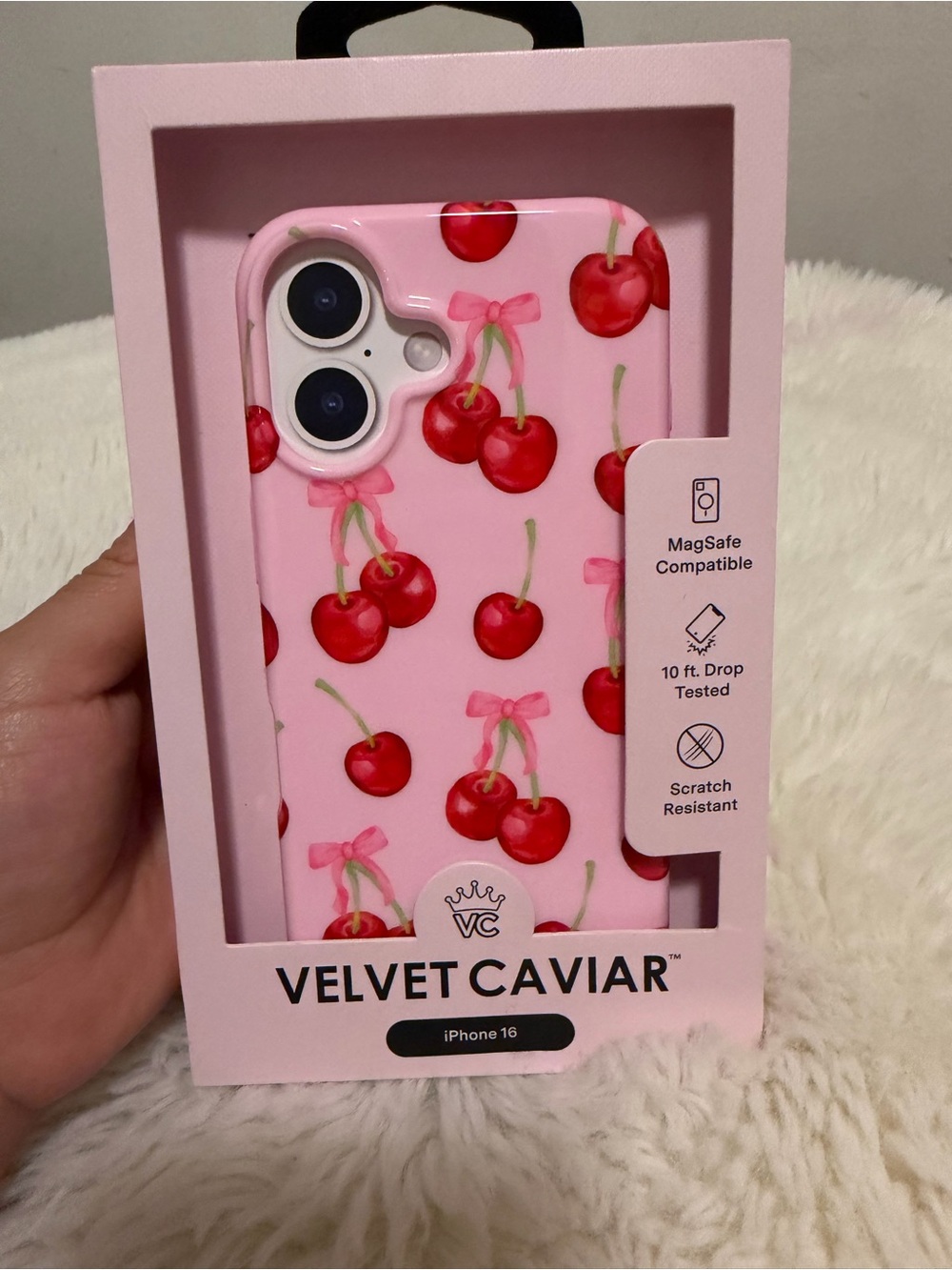 Velvet Caviar Pink Cherry Pattern iPhone Case - MagSafe Compatible